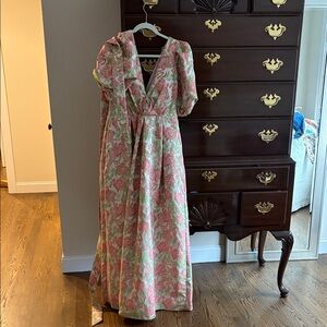 Floral Maxi Dress - Pink and Green